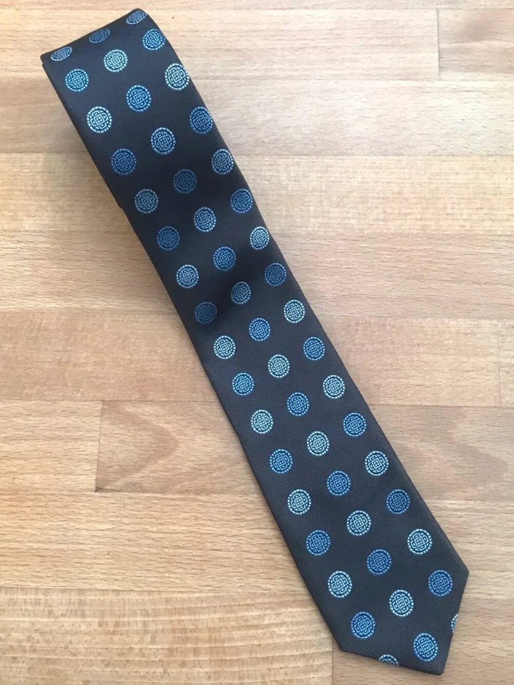 John Varvatos Silk Tie with Circular Geometric Print Medallion Motif
